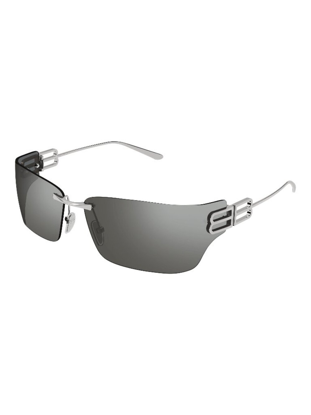 New Balenciaga Unisex Sunglasses Silver Lens Metal Frame BB0485SA 003 76